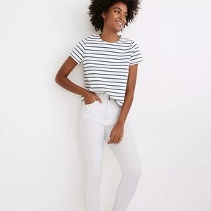 Madewell Pure White 10" High-Rise Raw Hem Skinny Jeans 25